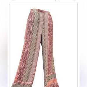 Swim cover up beach resort wear pants light weight sheer Aztec hobo design small